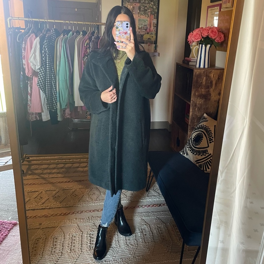 Eileen Fisher Sheared Suri Alpaca Stand Collar Coat - Picture 9 of 11
